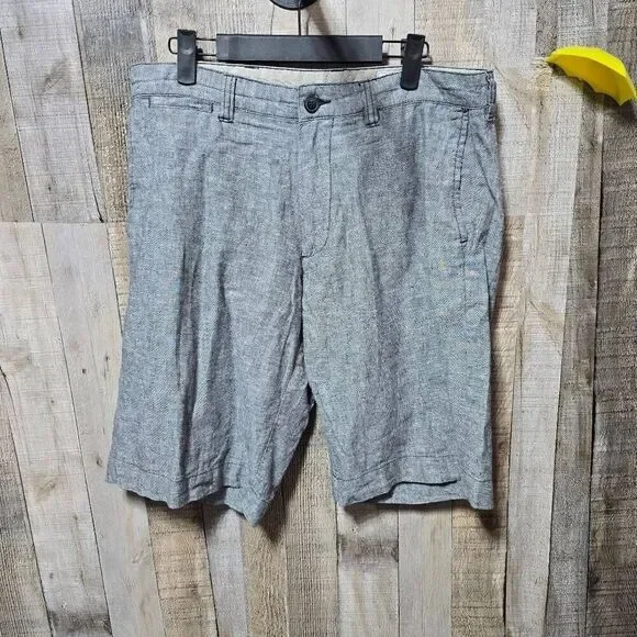 Bruno Washable Linen Blend Grey Shorts Men 34 Classic Fit