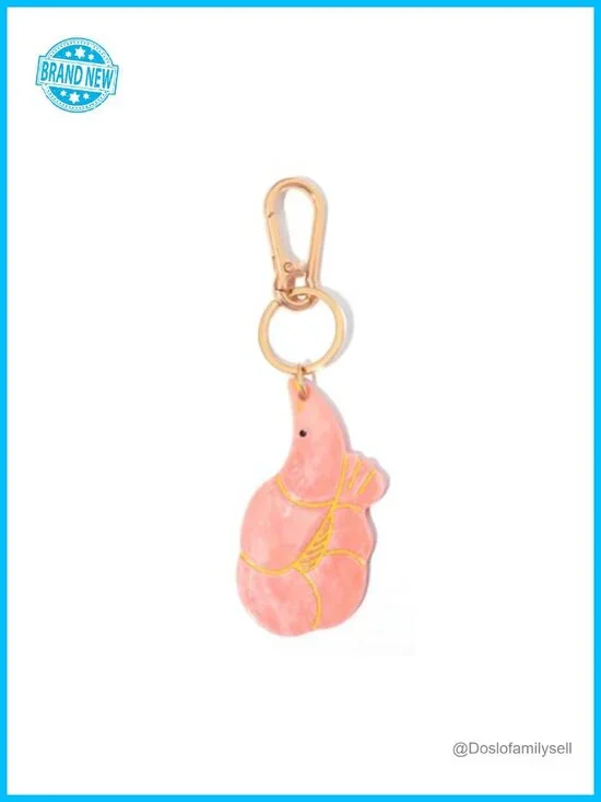 Gold Accent Keychain, Novelty Bag Charm with Lobster Claw Clip, Glossy Finish