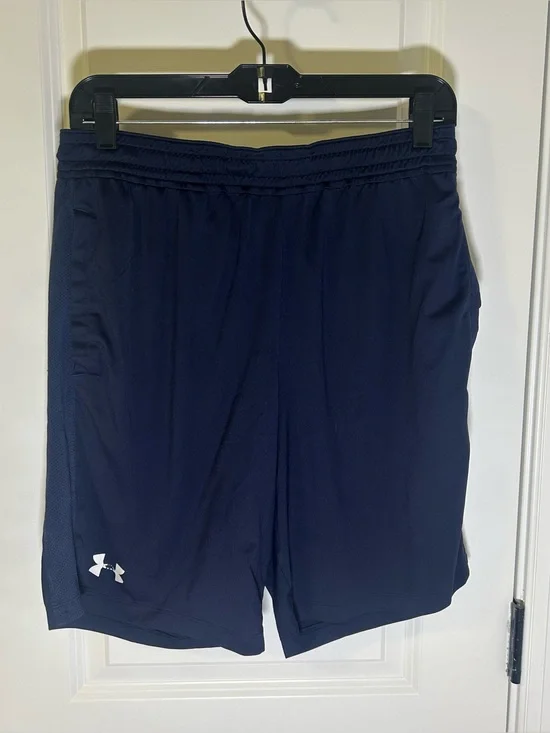 Under Armour Heat-gear Mens Navy Blue Athletic Active Shorts Sz L