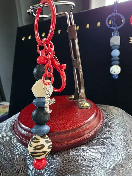 Handcrafted Red Moon Charm Keychain NEW One of a Kind Fashion Accessory MUST