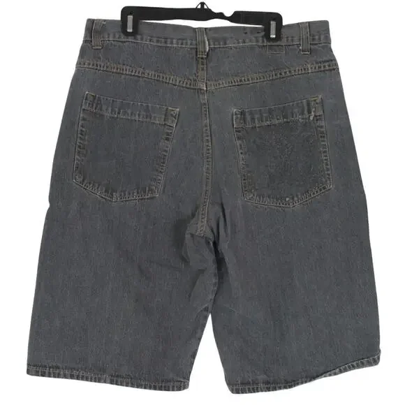 Vintage Karl Kani Mens 38 Gray Baggy Denim Shorts Y2K Hip Hop Skater