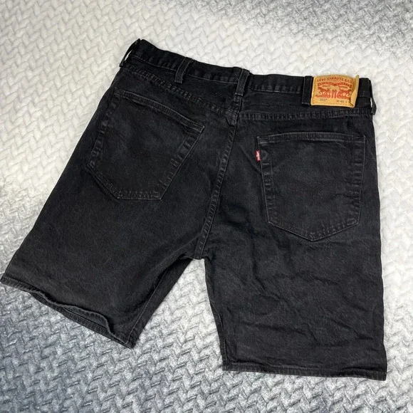 Levi's 501 Black Denim Shorts Button-fly Stretch Mens W38 5-Pocket Jorts (tag40)