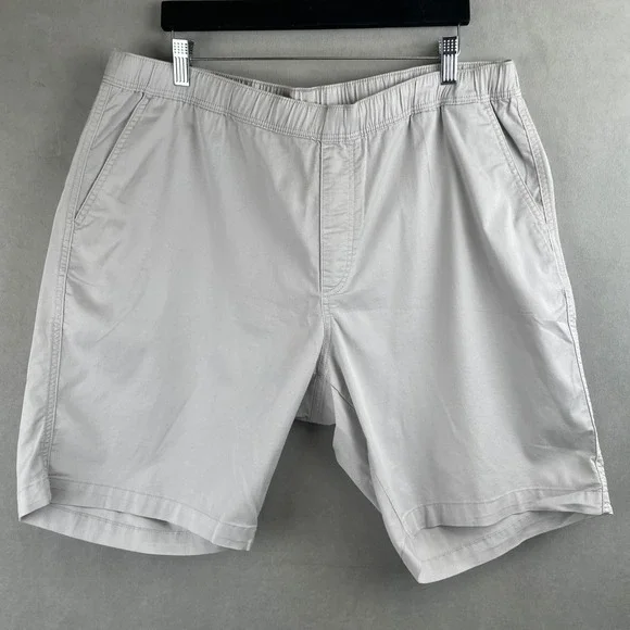 Uniqlo Mens XXL Relaxed Cotton Shorts Light Gray Elastic Waist Lounge Travel
