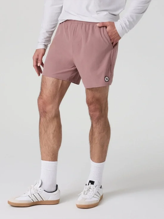 Vuori Men’s Unlined Maverick Volley Shorts in Zion Rose, Size Medium