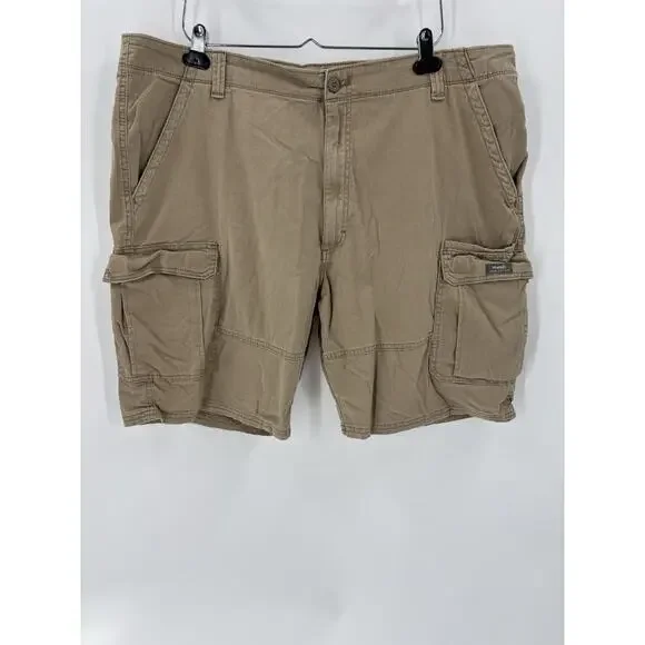 Wrangler Relaxed Fit Shorts Mens 42x10 Beige Cargo Cotton Blend Outdoor Pockets