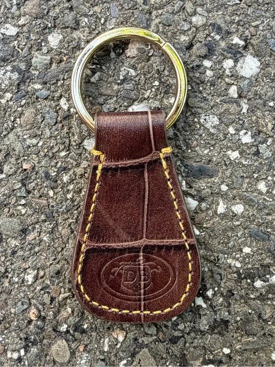 Dooney & Bourke Dark Brown Leather Key Fob with Gold Ring