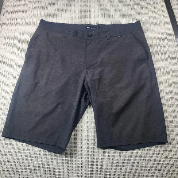 Travis Mathew Shorts Mens 38 Gray Striped Chino‎ Stretch 11 Inseam Casual Summer