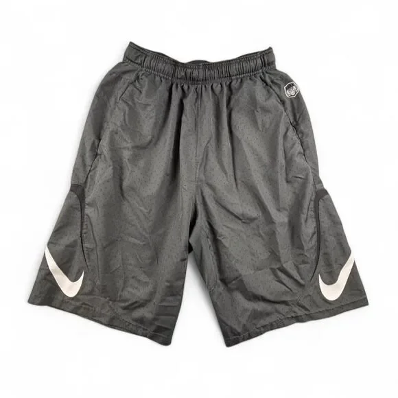 Nike Dri Fit Football Training Shorts Mens Medium Gray Big Swoosh Athletic Gym