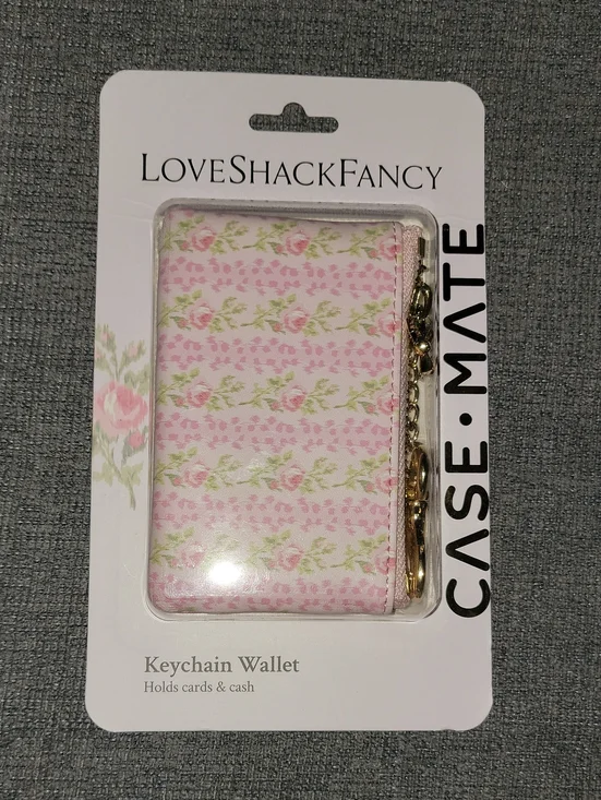 LoveShackFancy X Case-Mate Keychain Card Wallet with Gold Hardware
