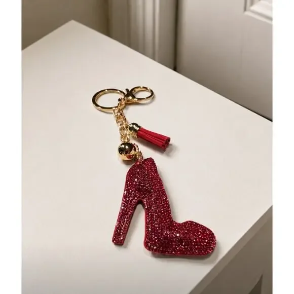 Rhinestone Red High Heel Bag Charm New
