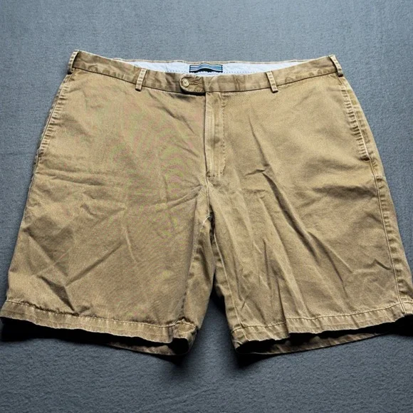 Peter Millar Mens Khaki Pima Cotton Chino Shorts Size 38 MC00B31 Tan Golf