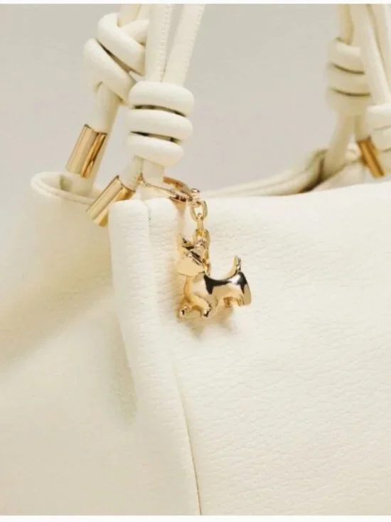NWT Anthropologie Gold Dog Keychain Metal Gem Bag Charm Terrier Schnauzer