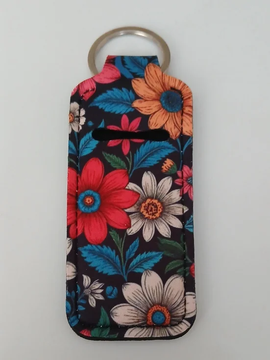 Fashion Jewelry Floral Key/Card Holder in Black, Red, Blue, Orange, White