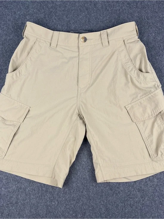 REI Shorts Mens M 30x9 Tan Sahara Cargo Shorts Hybrid Hiking Camping Quick Dry