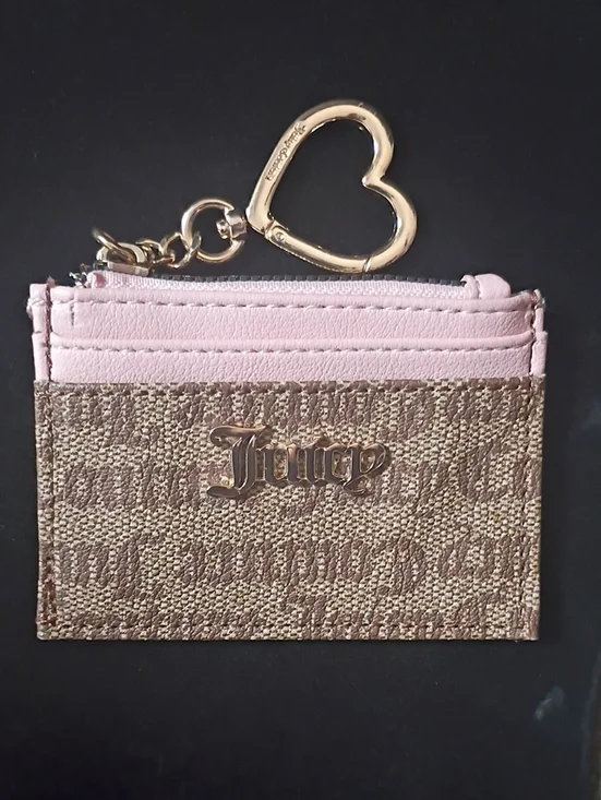 Juicy Couture Pink and Brown Logo Card Key Holder
