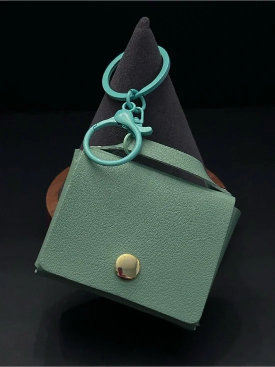 Assorted Colors Faux Leather Mini Purse Bag Charm Keychain with Gold Snap NWT