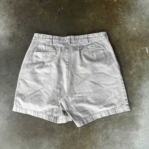 Polo Ralph Lauren Chino Shorts Mens 34 Tan Casual Pleated Cotton Twill Khaki