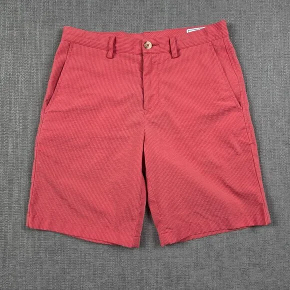 Southern Tide Shorts Mens 30 Pink Red Seasucker Striped Coastal Casual Golf