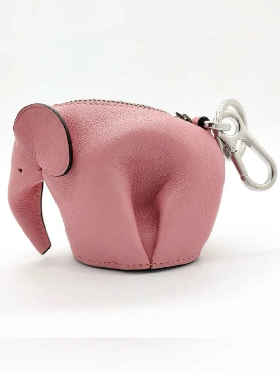 ✨🛍️ Loewe Pink Leather Elephant Coin Pouch Bag Charm