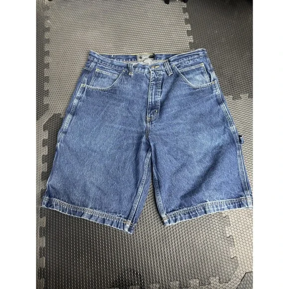 Foot Look Men's Size 36 Blue Denim Carpenter Cargo Shorts Loose Fit Swaziland