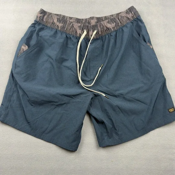 LEG3ND Discovery Mens XL Navy Blue Camo Hybrid Shorts Drawstring Elastic Waist
