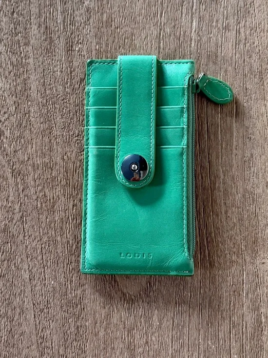 LODIS Green Genuine Leather Slim Card Case / Mini Stacker Wallet