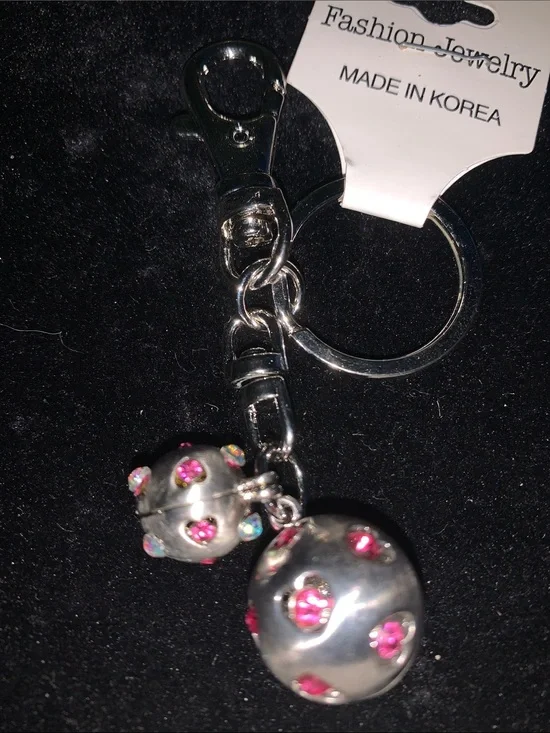 hot pink Crystal Balls bag/purse charm Keychain