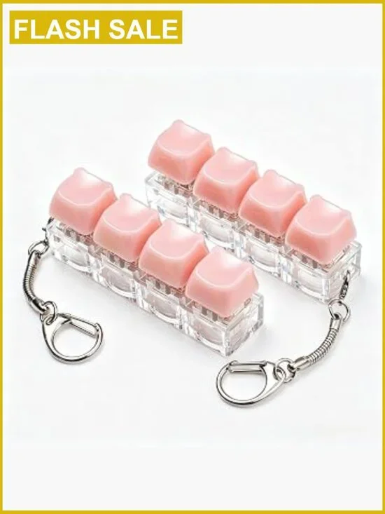 2 Pack Mini Keyboard Fidget Keychain ASMR Clicker Stress Relief Toy