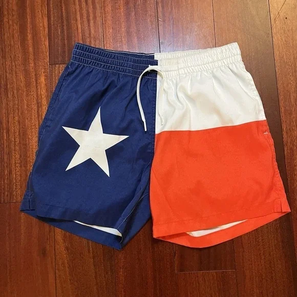 Chubbies Shorts Mens Medium Texas Flag Short Shorts Lone Star Red White Blue USA