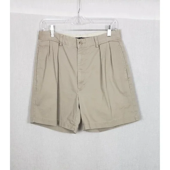 Polo Ralph Lauren Mens Pleated Chino Shorts Khaki Tan Cotton 31 Preppy Old Money