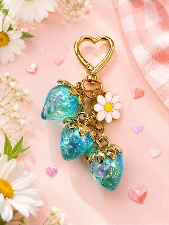 Blue Strawberry/Daisy Keychain & Bag Charm