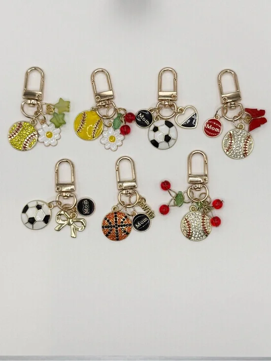 Mom Sports Charm Keychain - Assorted Colors