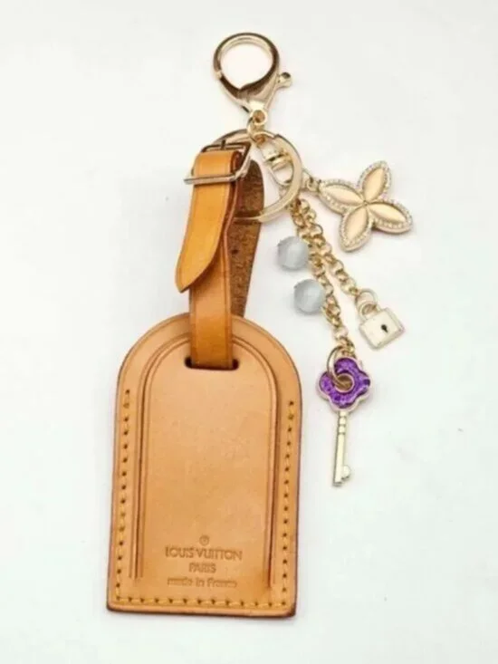 Authentic Louis Vuitton Luggage Tag with Unbranded Keycharm, Keychain