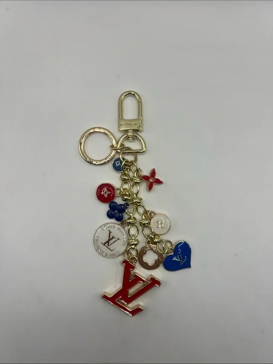 1432. Red , Blue & White Enamel Logo Charm Key Holder