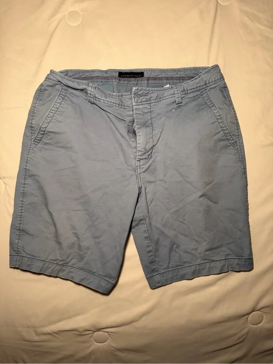 Aeropostale Men's Sky Blue Cotton Flat Front Shorts