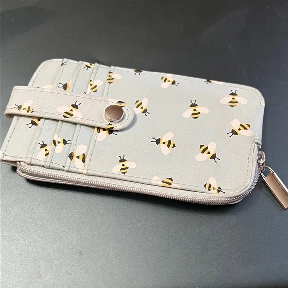 Bee Pattern Wallet with Snap Closure