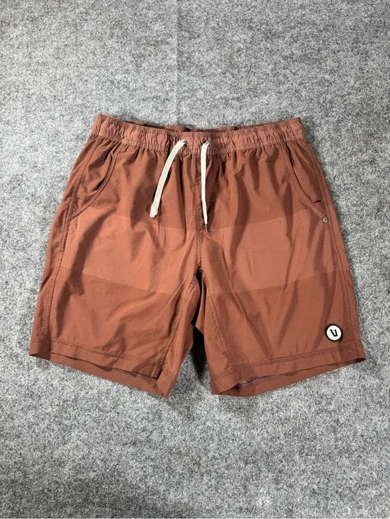 Vuori Mens L Rust Orange Lined Athletic Running Training Shorts Stretch Large