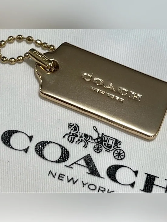 Coach Gold Tone Metal Tag Keychain