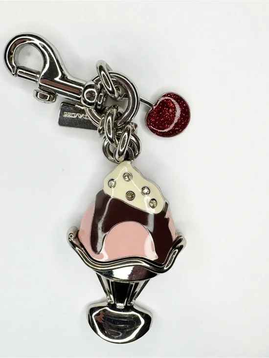 Coach Cherry Sundae Ice Cream Keychain Charm Silvertone