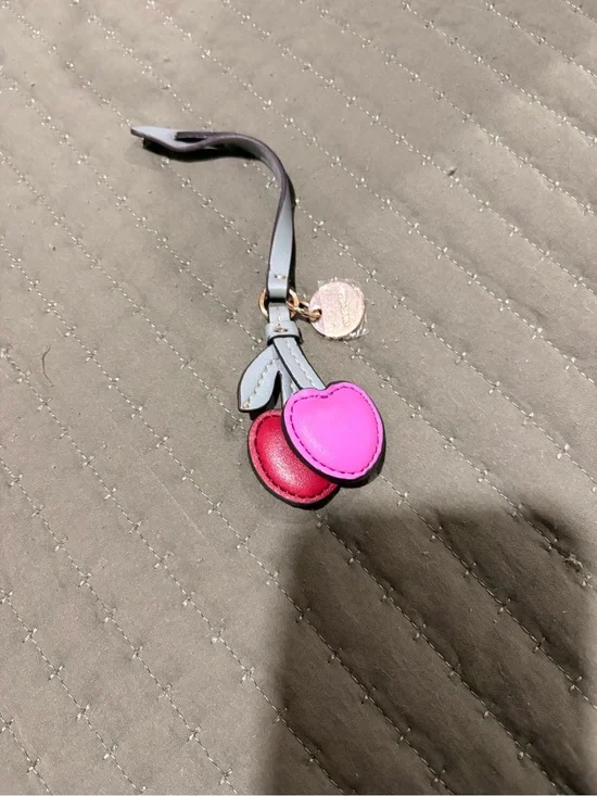 Nine West Pink and Red Cherry Key & Card Holder Charm