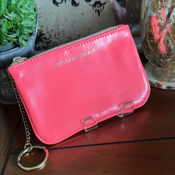 Victoria's Secret Neon Coral Wristlet Clutch Card Case