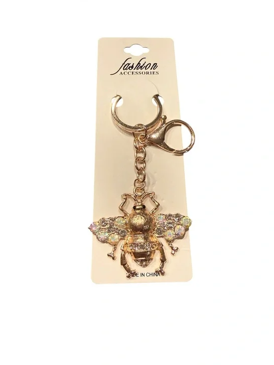 Gold Bee Crystal Keychain