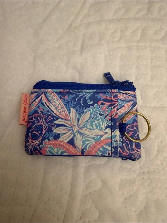 Simply Southern Blue & Pink Floral Key Pouch