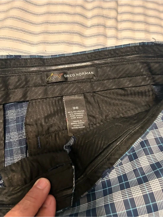 Greg Norman Collection Blue Plaid Men’s Flat Front Shorts