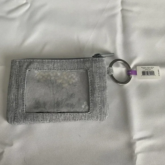 Vera Bradley Card Case Keychain Lighten Up Zip ID Case Medium Heather Gray