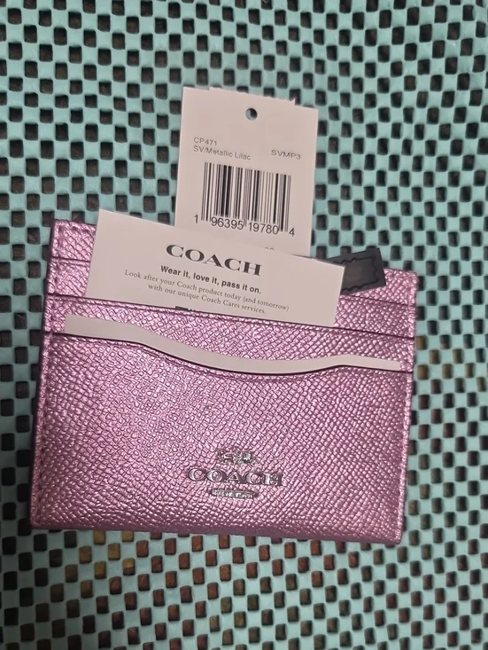 Coach:BNWT Pink Metallic Id/card Holder