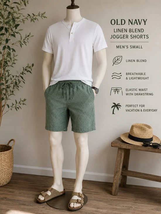 Old Navy Linen Blend Jogger Shorts - Green