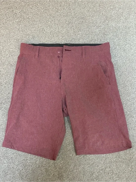 burnside Men's Flat-Front Shorts in Burgundy