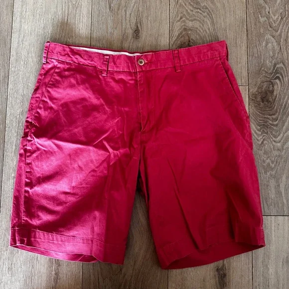Polo Ralph Lauren Mens Red Stretch Chino Shorts Size 34 Cotton Blend Flat Front