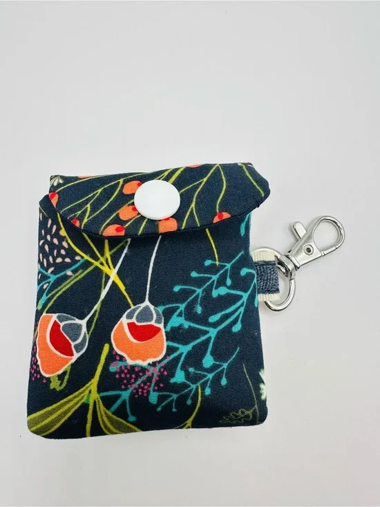 Floral Print Navy Airpod Pouch- Accessories